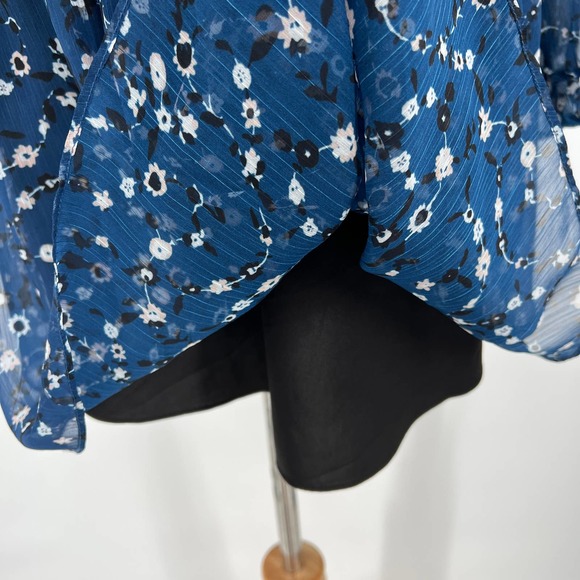 KARINA GRIMALDI Olga Mini Dress Womens Small Blue Mood Floral Lace Up - Picture 10 of 14